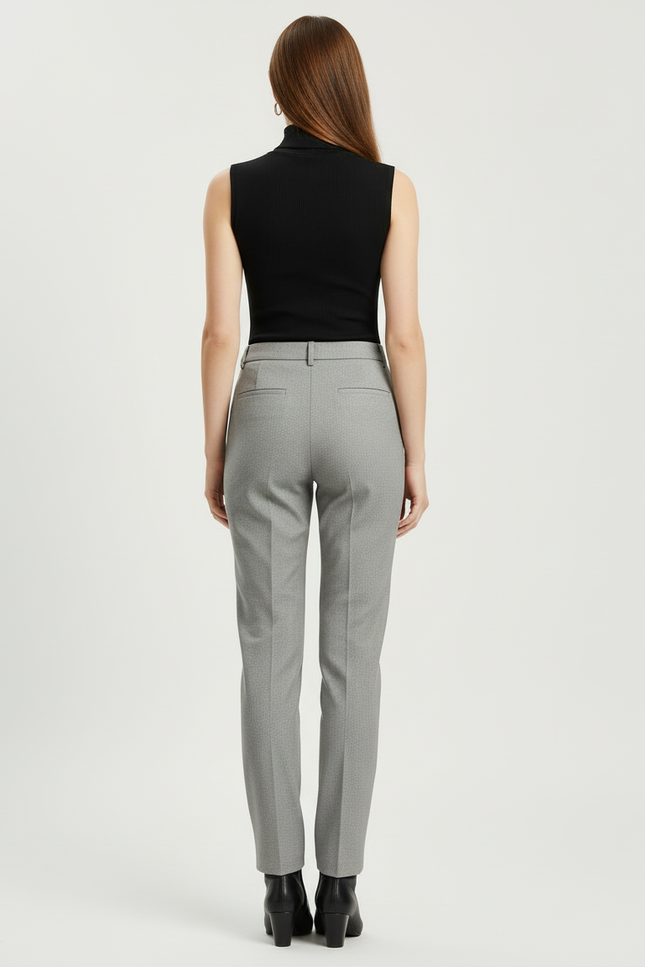 Pantalon Beige Slim Décontracté Femme Élégant - Gris Gabardine - vue 2