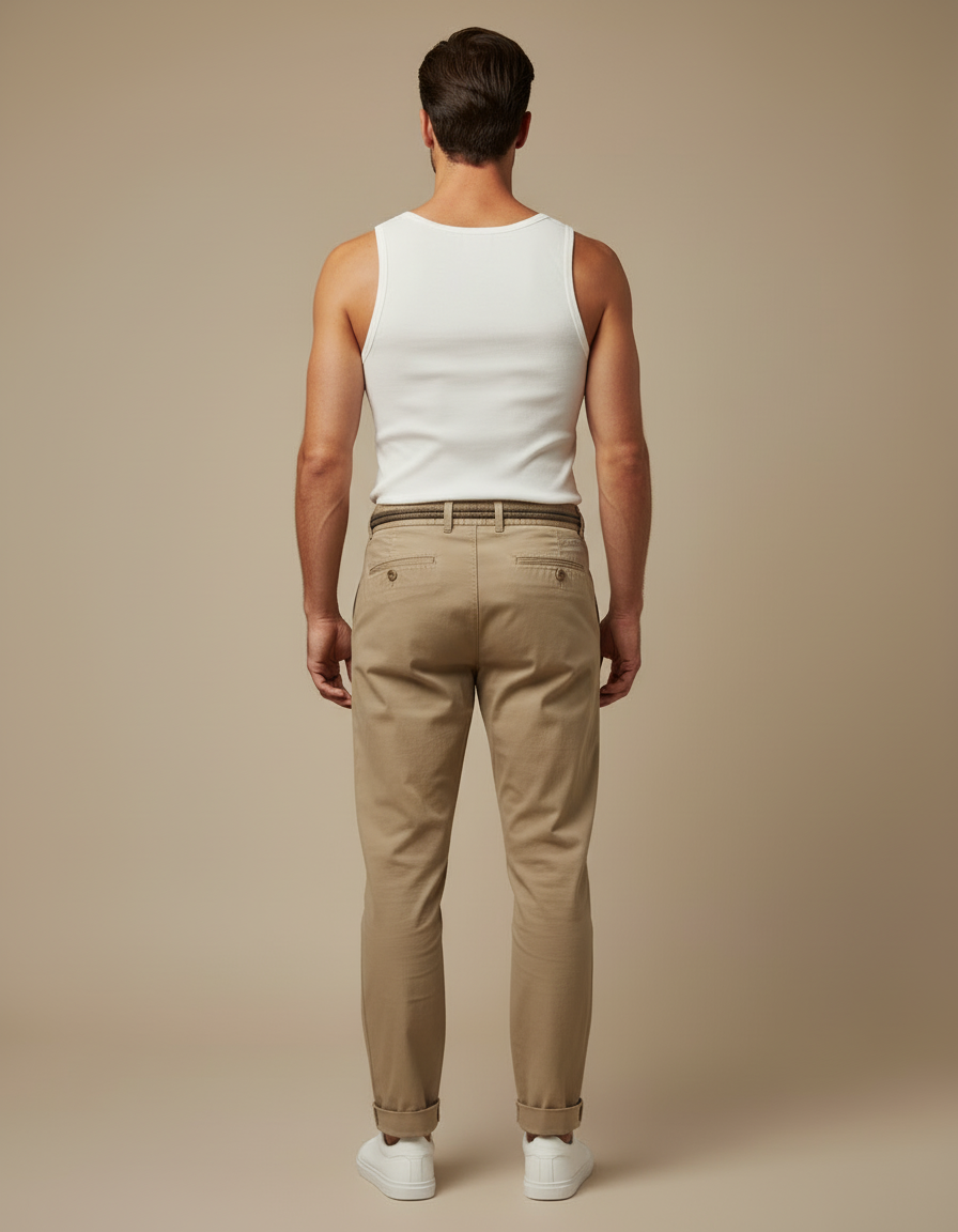 Pantalon Beige Coton Plissé Décontracté Élégant Homme - Gabardine - vue 2