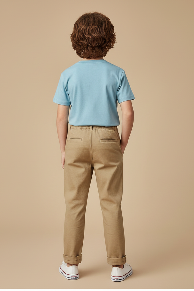 Pantalon Beige Coton Décontracté Enfant Brodé - Gabardine - vue 2
