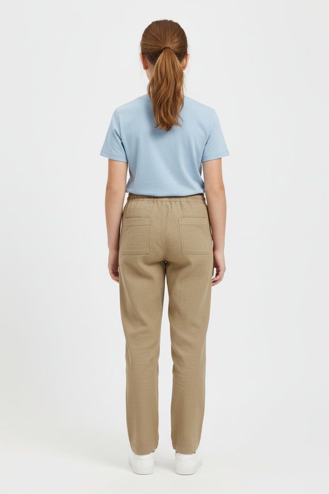 Pantalon Beige Coton Ample Cordon Décontracté Enfant - Lin - vue 2