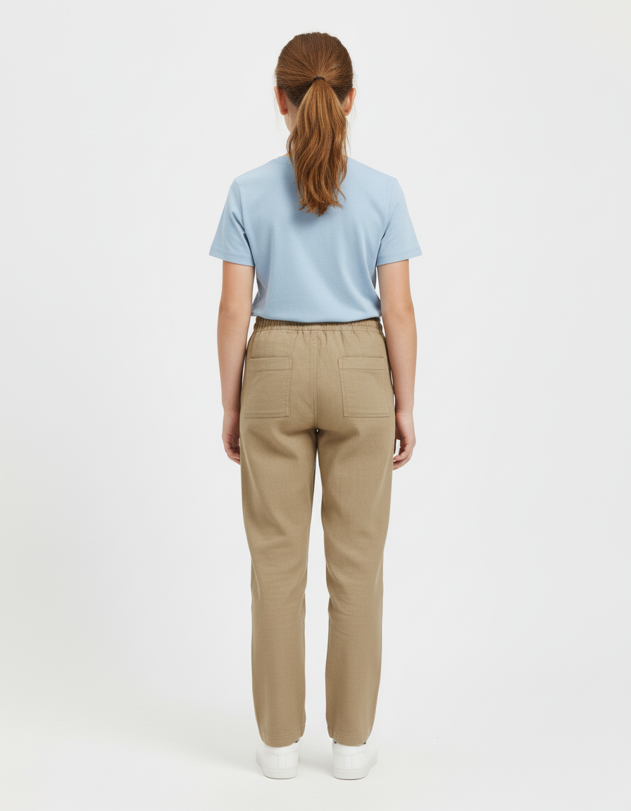 Pantalon Beige Coton Ample Cordon Décontracté Enfant - Lin - vue 2