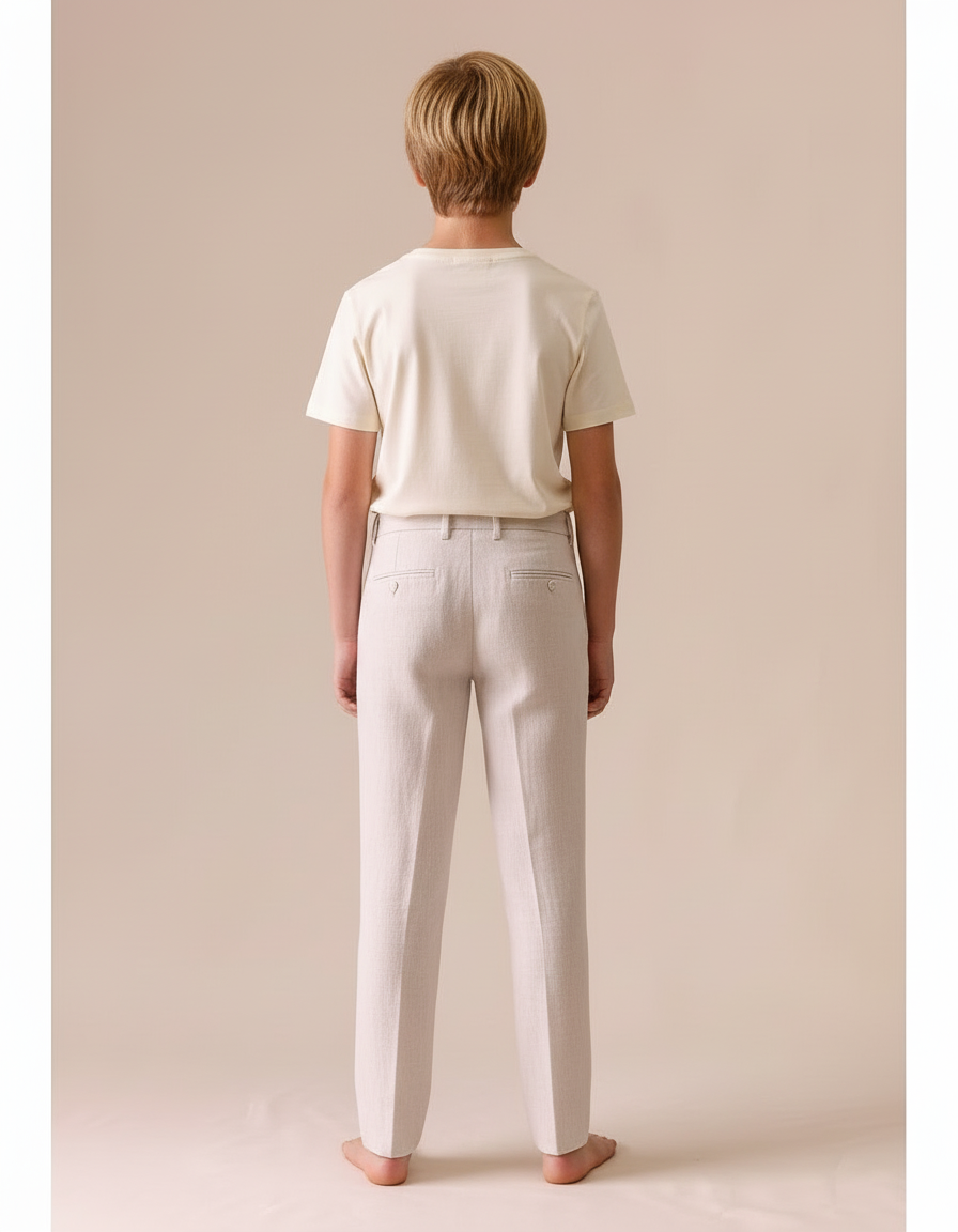 Pantalon Beige Mariage - Lin - vue 2