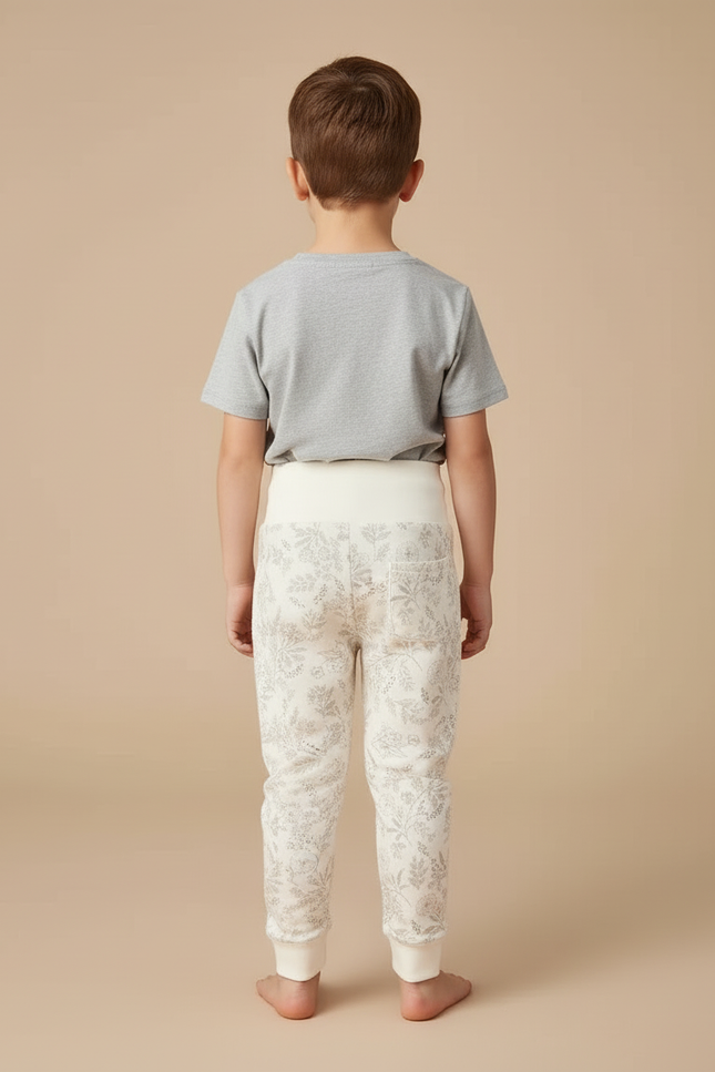 Pantalon Beige Coton Imprimé Floral Ample Enfant - Molleton - vue 2