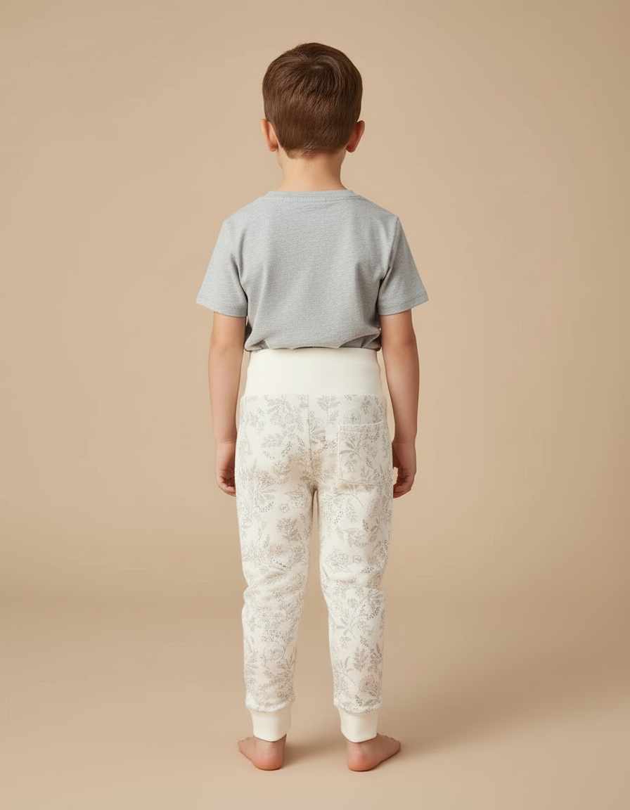 Pantalon Beige Coton Imprimé Floral Ample Enfant - Molleton - vue 2
