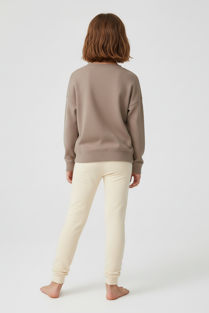 Pantalon Beige Doux Confortable Uni Enfant - Molleton - vue 2