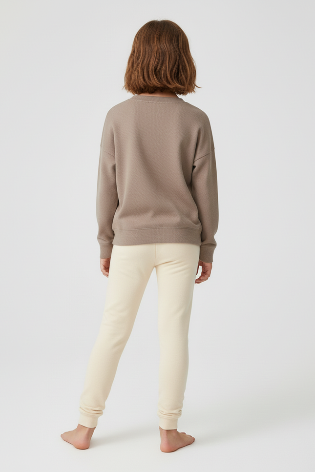 Pantalon Beige Doux Confortable Uni Enfant - Molleton - vue 2