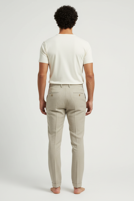 Pantalon Beige Slim Lin Habillé Homme Élégant - vue 2