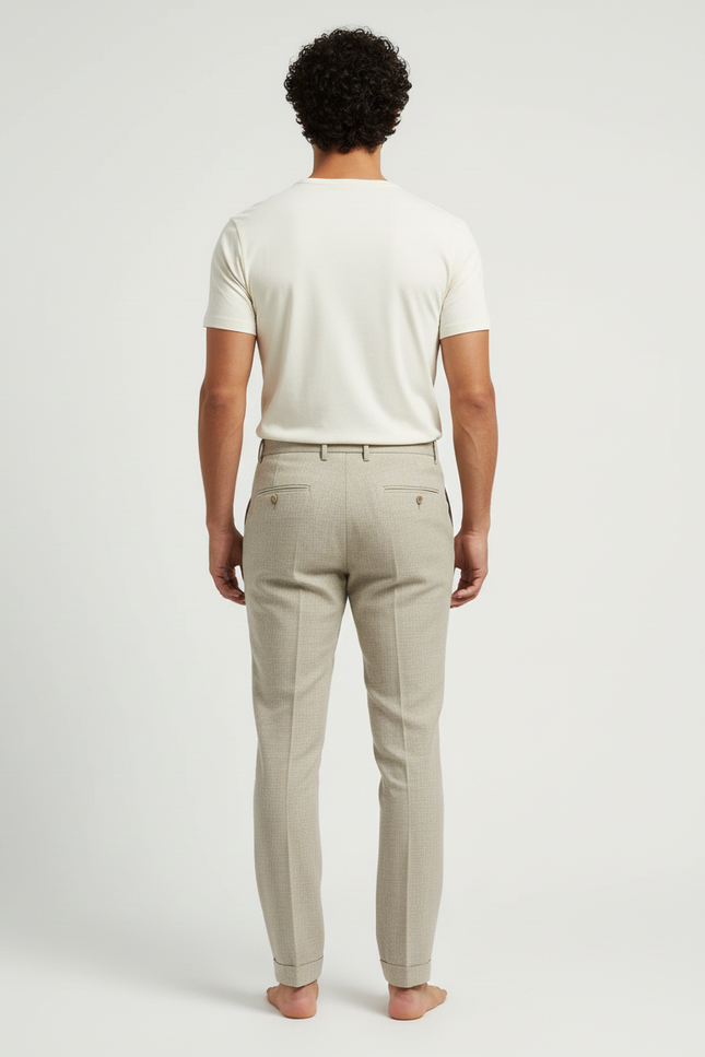 Pantalon Beige Slim Lin Habillé Homme Élégant - vue 2