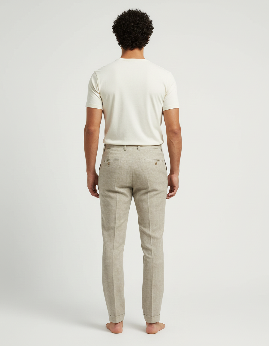 Pantalon Beige Slim Lin Habillé Homme Élégant - vue 2