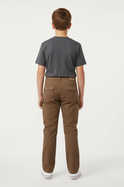 Pantalon Beige Cargo Tactique Robuste Garçon - Marron Toile - vue 2