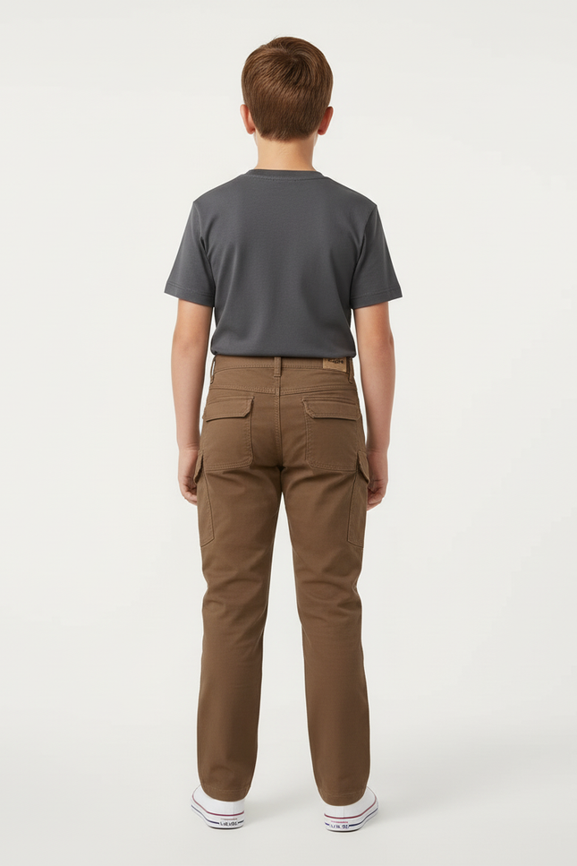 Pantalon Beige Cargo Tactique Robuste Garçon - Marron Toile - vue 2