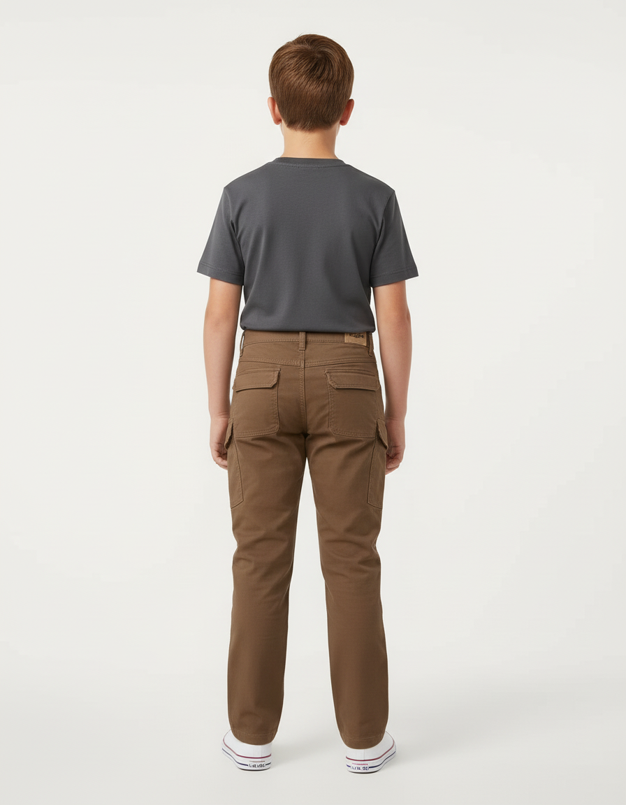 Pantalon Beige Cargo Tactique Robuste Garçon - Marron Toile - vue 2