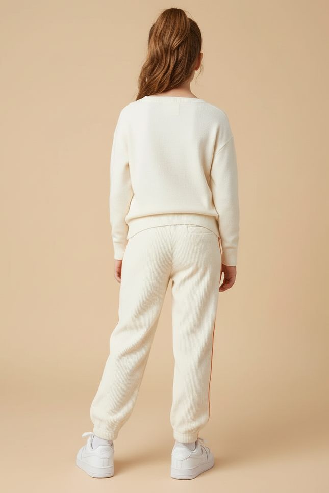 Pantalon Beige Côtelé Ample Décontracté Enfant - Cordé - vue 2