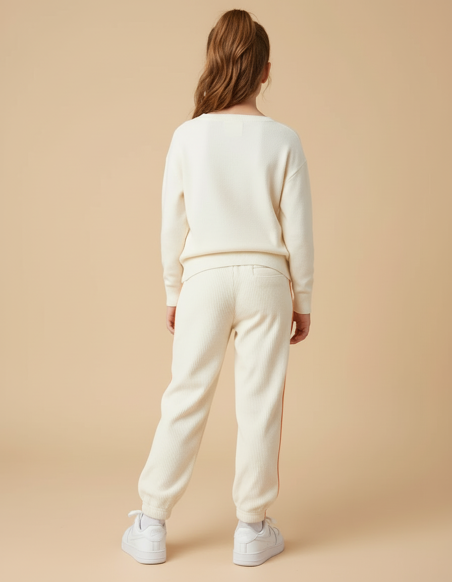 Pantalon Beige Côtelé Ample Décontracté Enfant - Cordé - vue 2
