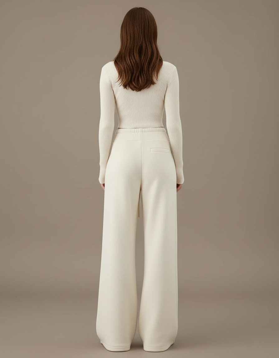 Pantalon Beige Ample Cordon Fluide Décontracté Femme - Molleton - vue 2