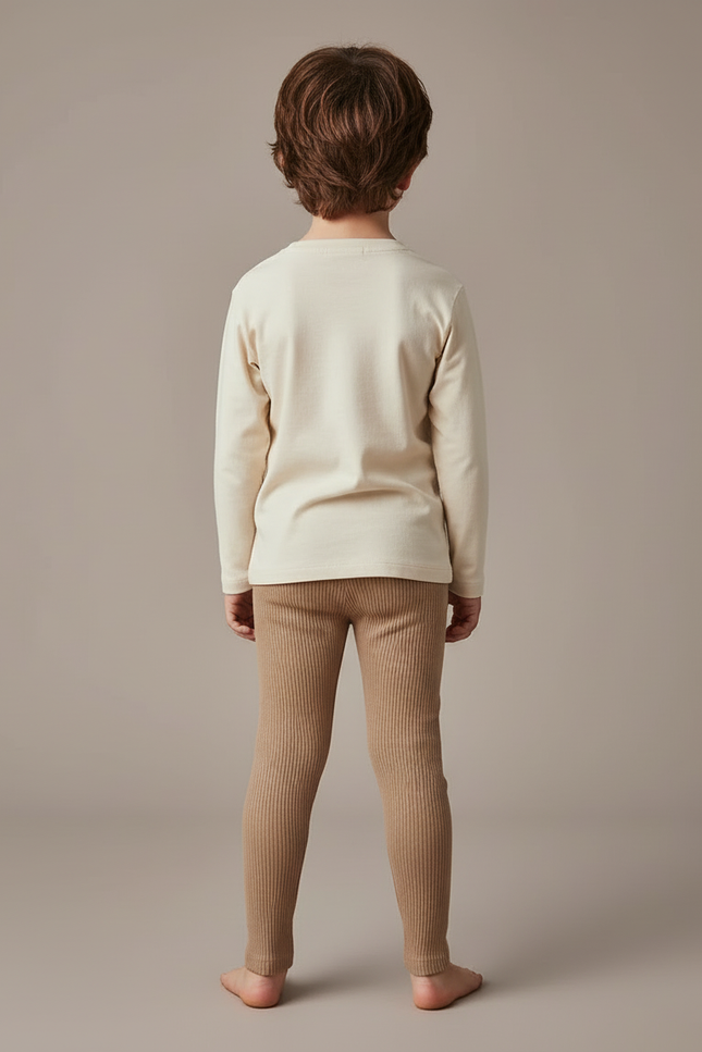 Pantalon Beige Côtelé Tricoté Slim Enfant Confortable Garçon - Maille - vue 2