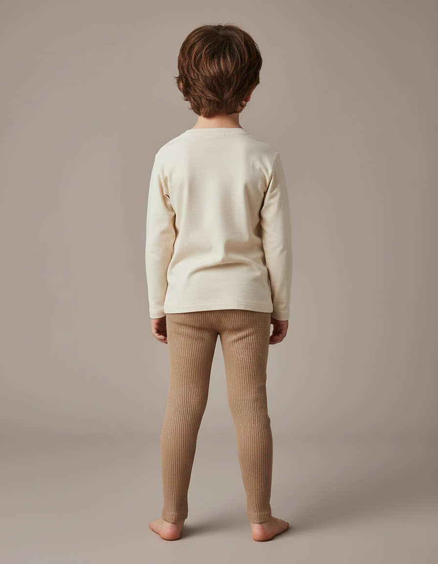 Pantalon Beige Côtelé Tricoté Slim Enfant Confortable Garçon - Maille - vue 2