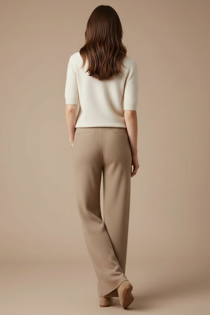 Pantalon Beige Ample Tricoté Doux Confortable - Maille - vue 2