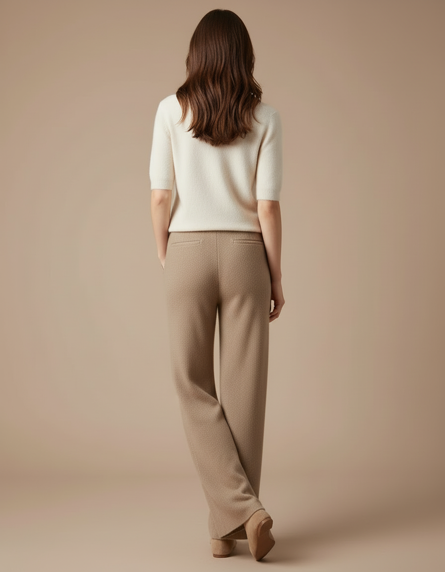 Pantalon Beige Ample Tricoté Doux Confortable - Maille - vue 2
