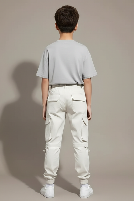 Pantalon Beige Cargo Multipoches Décontracté Enfant - Toile - vue 2