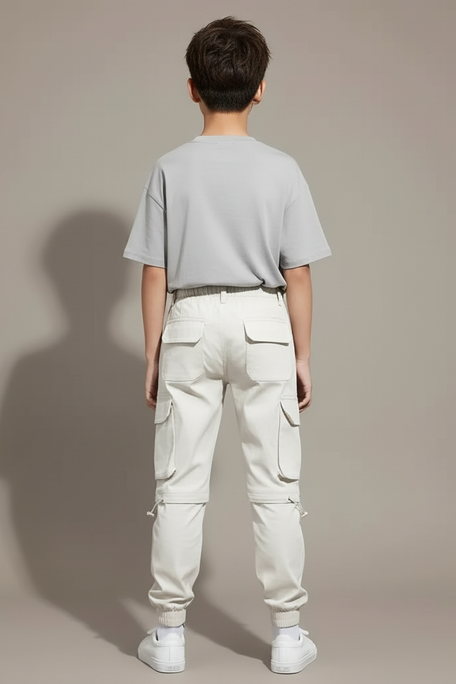 Pantalon Beige Cargo Multipoches Décontracté Enfant - Toile - vue 2