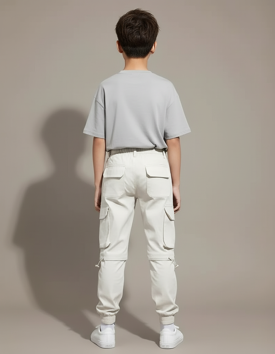 Pantalon Beige Cargo Multipoches Décontracté Enfant - Toile - vue 2