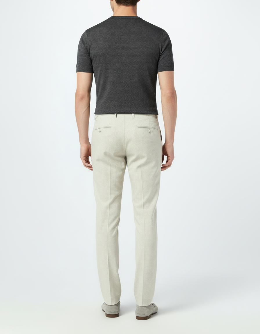 Pantalon Beige Slim Décontracté Élégant Homme - Gabardine - vue 2