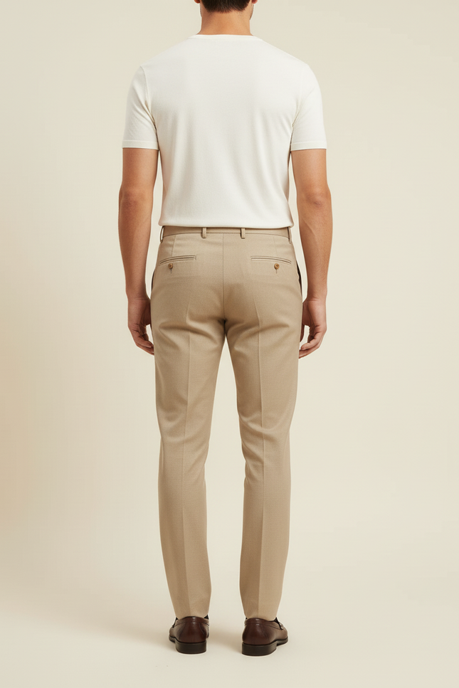 Pantalon Beige Habillé Droit Classique Homme Élégant - Gabardine - vue 2
