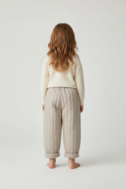 Pantalon Beige Matelassé Ample Enfant Décontracté Hiver - Polyester - vue 2