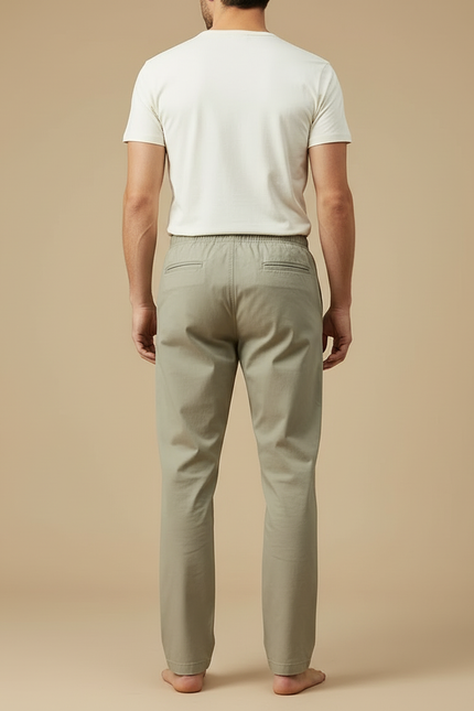 Pantalon Beige Homme Décontracté Coton Droit Lâche - Kaki - vue 2