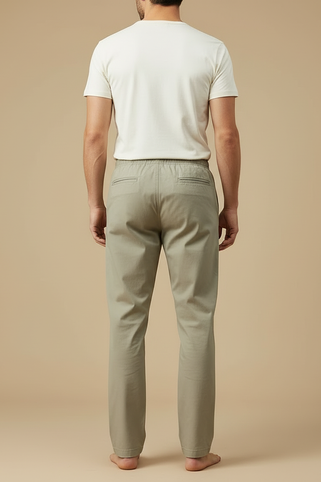 Pantalon Beige Homme Décontracté Coton Droit Lâche - Kaki - vue 2