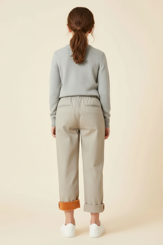 Pantalon Beige Droit Doublé Polaire Enfant Confortable - Gabardine - vue 2