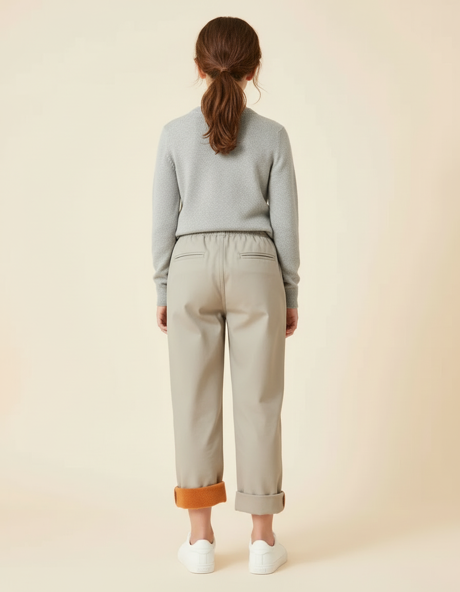 Pantalon Beige Droit Doublé Polaire Enfant Confortable - Gabardine - vue 2