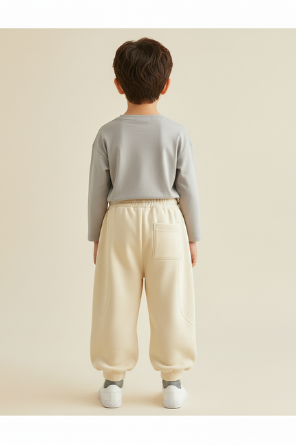 Pantalon Beige Enfant Ample Décontracté Coton Sport Garçon - Molleton - vue 2