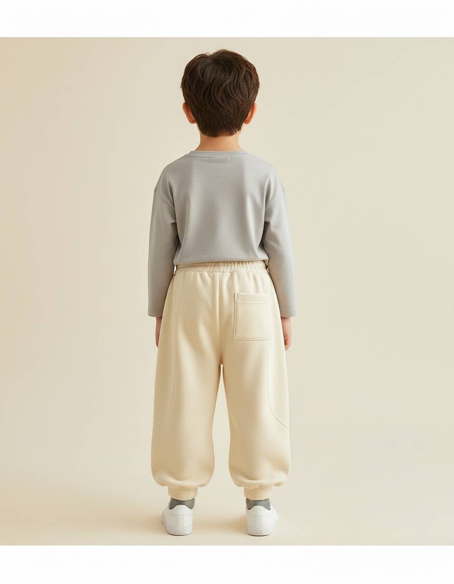 Pantalon Beige Enfant Ample Décontracté Coton Sport Garçon - Molleton - vue 2