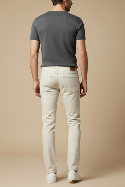 Pantalon Beige Coton Slim Fit Décontracté Homme - vue 2