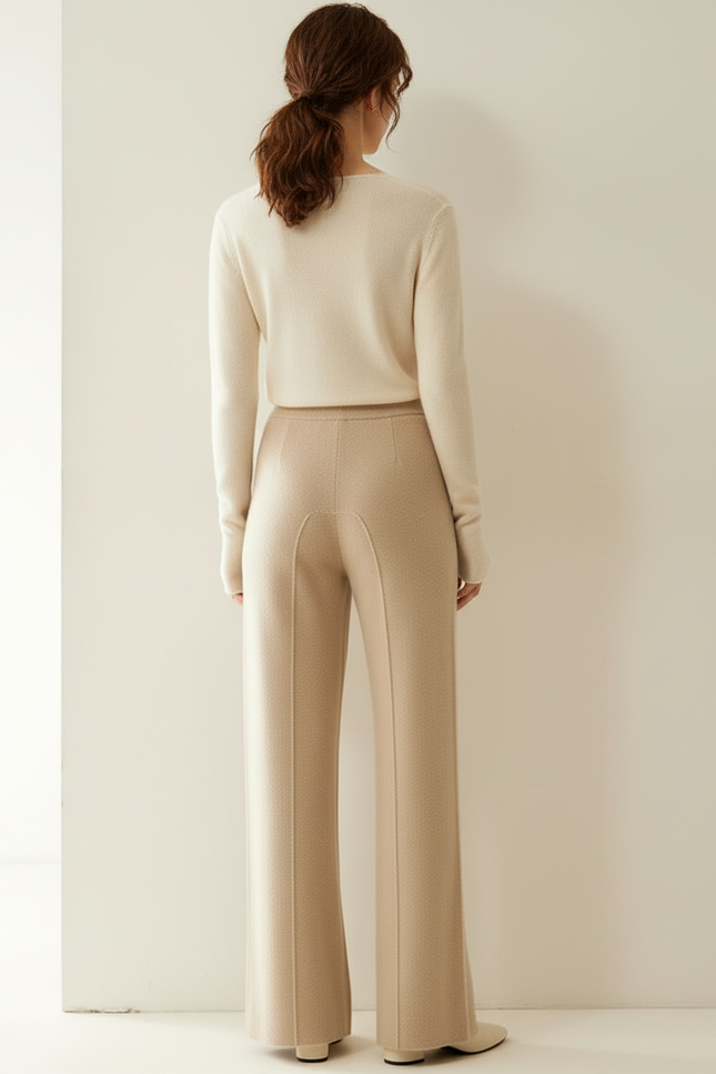 Pantalon Beige Cachemire Ample Confortable Chaud Élégant - Maille - vue 2