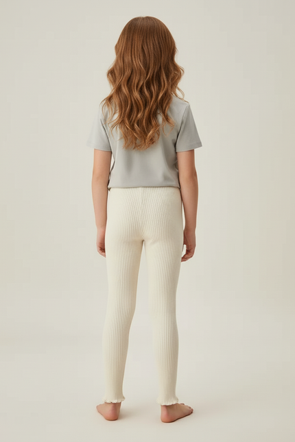 Pantalon Beige Côtelé Fille Confortable Élastique - Maille - vue 2
