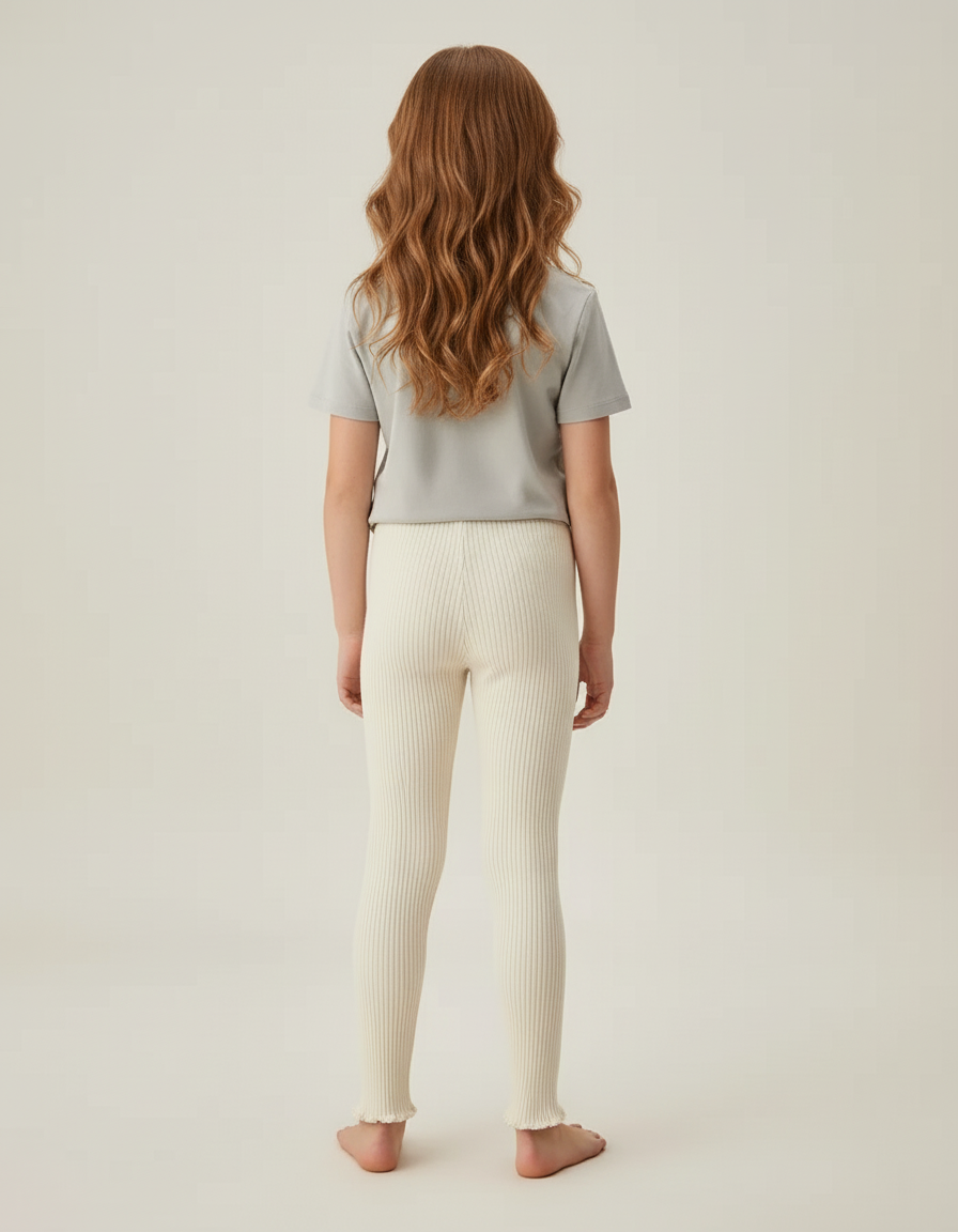 Pantalon Beige Côtelé Fille Confortable Élastique - Maille - vue 2