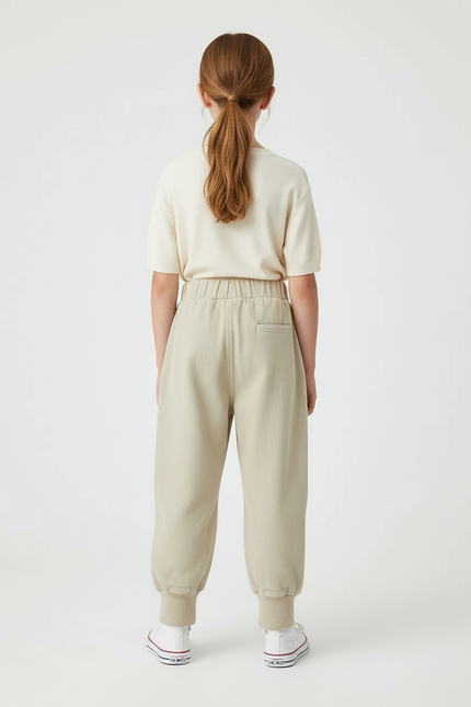 Pantalon Beige Harem Coton Uni Enfant - Molleton - vue 2