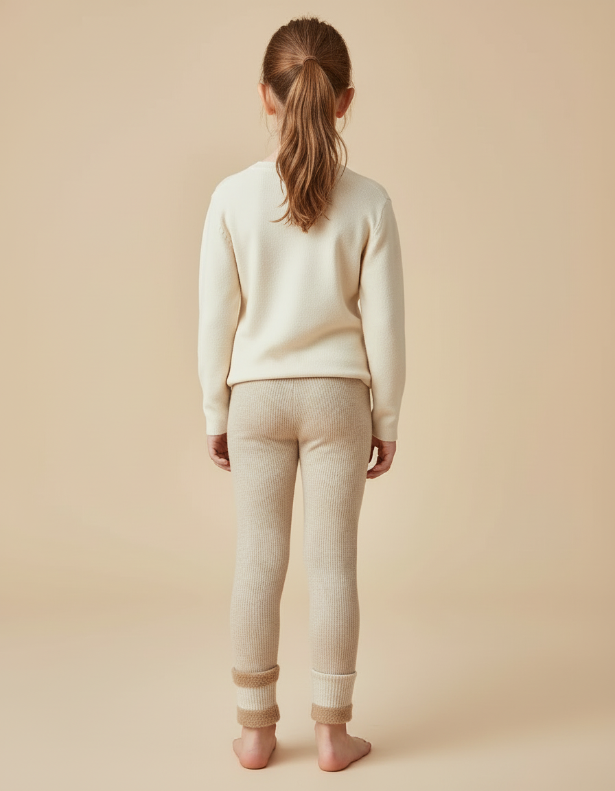 Pantalon Beige Côtelé Chaud Doux Enfant - Maille - vue 2