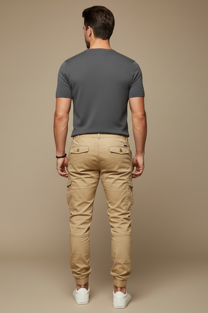 Pantalon Beige Cargo Coton Décontracté Confortable Homme - vue 2