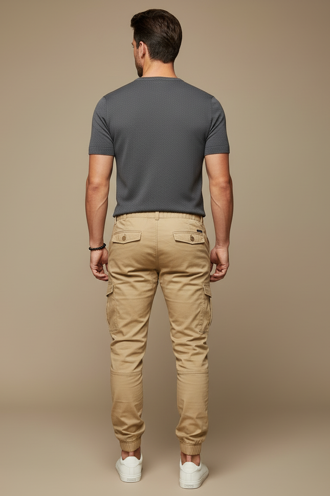Pantalon Beige Cargo Coton Décontracté Confortable Homme - vue 2
