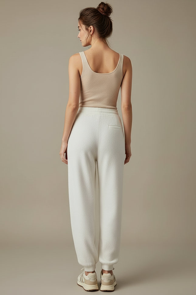 Pantalon Beige Laine Doux Confortable Jogging - Blanc - vue 2