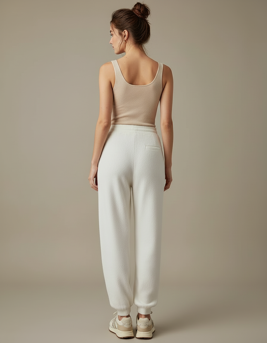 Pantalon Beige Laine Doux Confortable Jogging - Blanc - vue 2