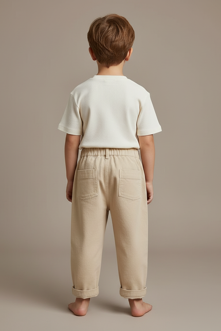 Pantalon Beige Cargo Coton Ample Confortable Enfant - Toile - vue 2