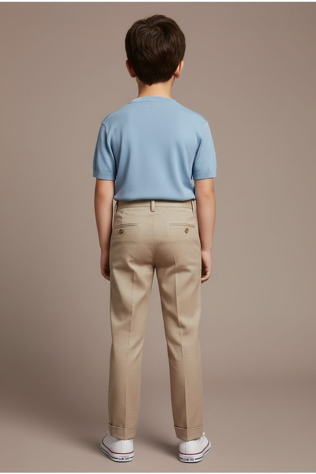 Pantalon Beige Enfant Droit Élégant Coton Décontracté - Gabardine - vue 2