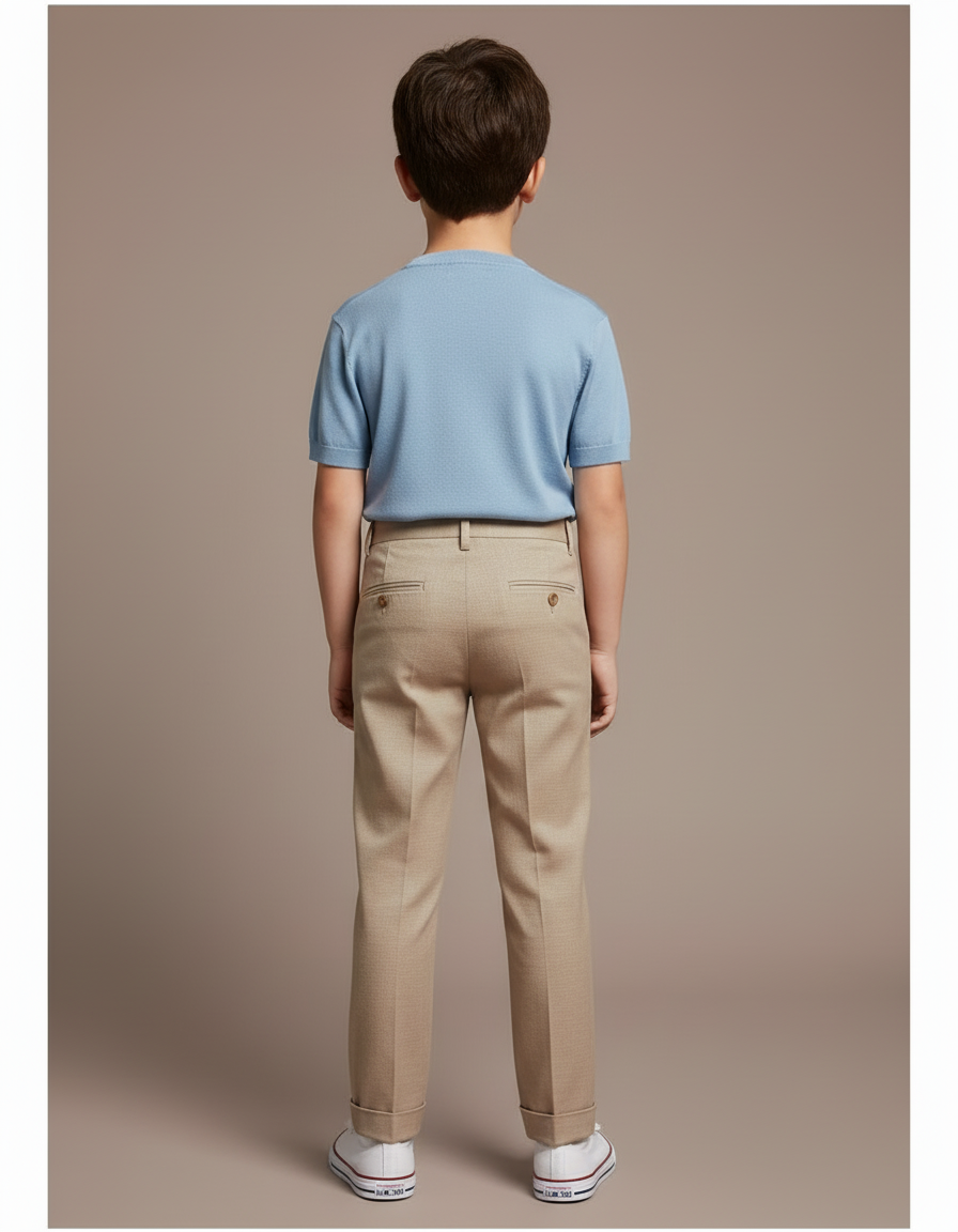 Pantalon Beige Enfant Droit Élégant Coton Décontracté - Gabardine - vue 2