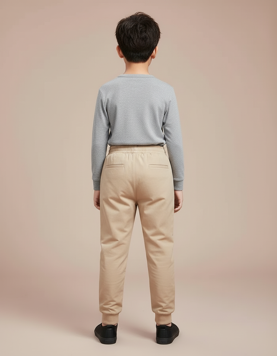 Pantalon Beige Matelassé Noir Chaud Enfant - Polyester - vue 2