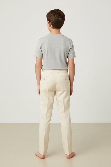 Pantalon Beige Droit Élégant Garçon Classique Cérémonie - Gabardine - vue 2